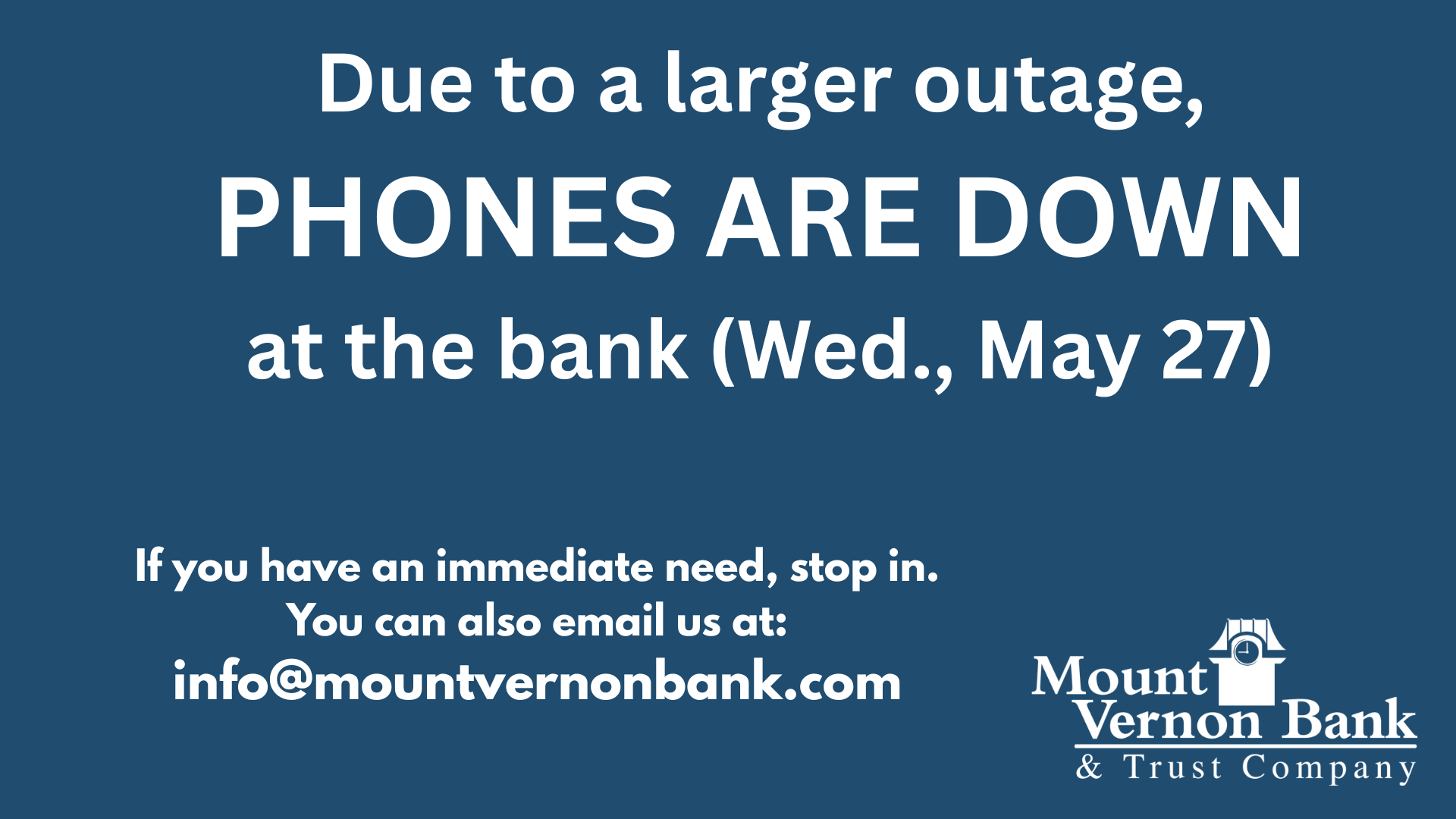 Phones are down at the bank