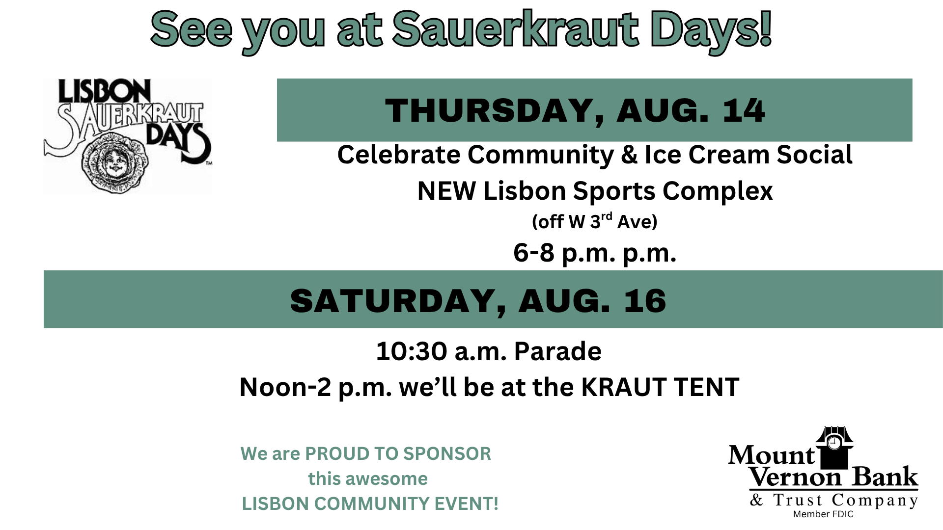 Join us for Sauerkraut Days events